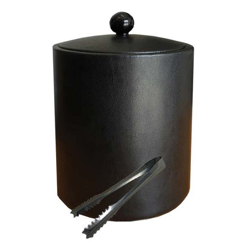 Ice Bucket Black Leather incl Tongs H150 Dia140mm